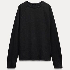 Zara Slub Cotton Long Sleeve T-Shirt